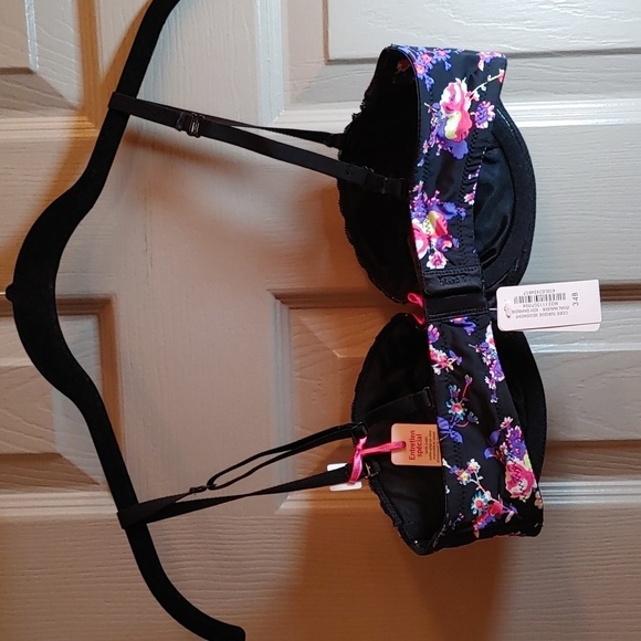 NWT BLACK MULTI FLORAL LA SENZA PERFECTLY ME PUSH UP BRA 34B - Picture 10 of 12